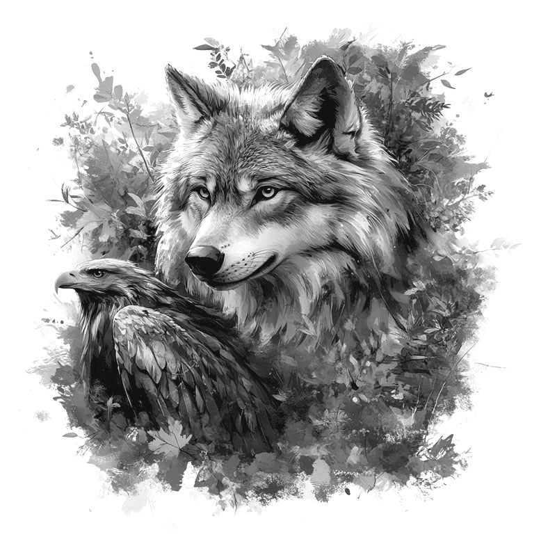 eagle-wolf2BW